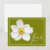 Witte Japanse Anemoon Groene Achtergrond Dank U Briefkaart (Voorkant / Achterkant)