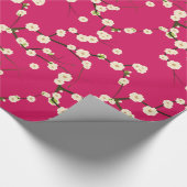Witte Japanse Cherry Blossom Branches op Red Cadeaupapier (Hoek)