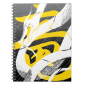 Witte Japanse Draak Zwarte Achtergrond Notitieboek (Voorkant)