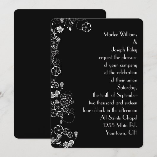 Witte Japanse Floral grens Kaart (Voorkant / Achterkant)