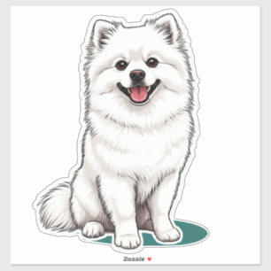 Witte Japanse Spitz Mooie Pluizige Hond Kawaii Sticker