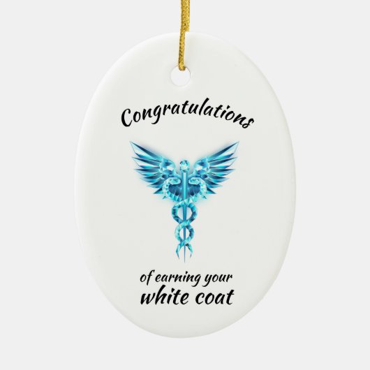 Witte Jas Ceremonie Crystal Medical Keramisch Ornament (Voorkant)