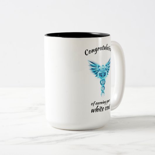 Witte Jas Ceremonie Crystal Medical Tweekleurige Koffiemok (Voorkant rechts)