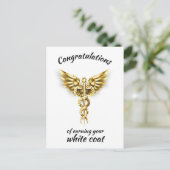 Witte Jas Ceremonie Goud Medisch  Briefkaart (Staand voorkant)
