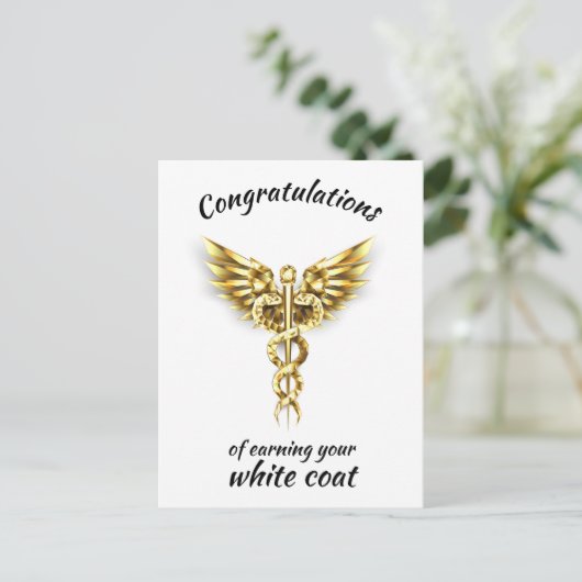 Witte Jas Ceremonie Gouden Medisch  Briefkaart (Staand voorkant)