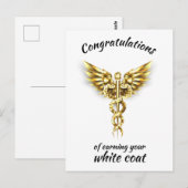 Witte Jas Ceremonie Gouden Medisch  Briefkaart (Voorkant / Achterkant)