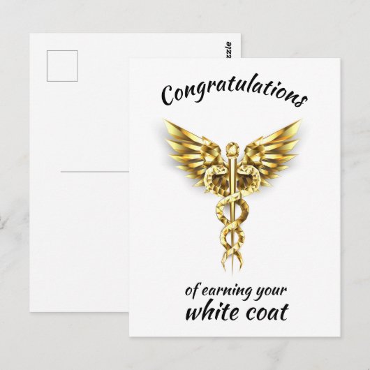 Witte Jas Ceremonie Gouden Medisch  Briefkaart (Voorkant / Achterkant)