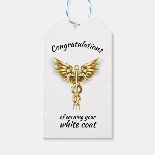 Witte Jas Ceremonie Gouden Medisch Cadeaulabel (Voorkant)