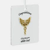 Witte Jas Ceremonie Gouden Medisch  Metalen Ornament (Voorkant Rechts)