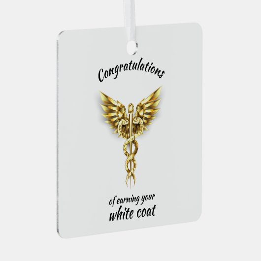 Witte Jas Ceremonie Gouden Medisch  Metalen Ornament (Voorkant Rechts)