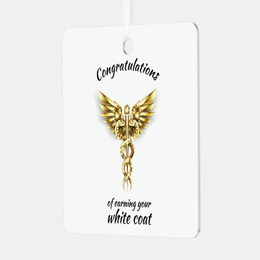 Witte Jas Ceremonie Gouden Medisch Metalen Ornament (Voorkant links)