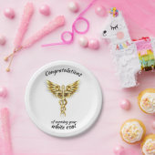 Witte Jas Ceremonie Gouden Medisch  Papieren Bordje (Feest)