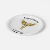 Witte Jas Ceremonie Gouden Medisch  Papieren Bordje (Gekanteld)