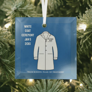 Witte Jas Ceremonie Herinnering Tandarts Glas Ornament