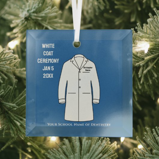 Witte Jas Ceremonie Herinnering Tandarts Glas Ornament (Insitu)
