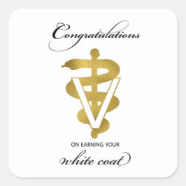 Witte Jas Ceremonie voor Dierenartsen Gefeliciteer Vierkante Sticker