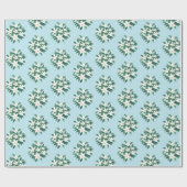 Witte Jasmijn Bloem Boeket Bloemen op Blauw Cadeaupapier (Vlak)