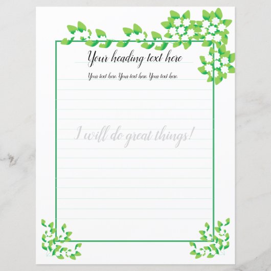 Witte Jasmijn Bloemen Gevoerde Schrijfpapier (Voorkant)