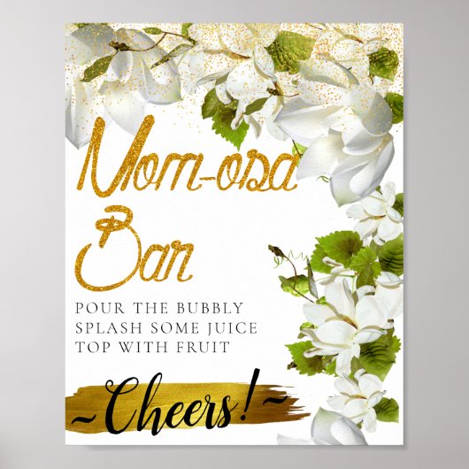Witte jasmijn elegante Mimosa bar bord Poster (Voorkant)
