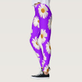 Witte jasmijn op neon paarse achtergrond leggings (Links)