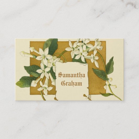  witte jasmijnbloemen op maat bloemen visitekaartje (Voorkant)