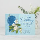 Witte Jasmijnen bruiloft uitnodiging (Staand voorkant)