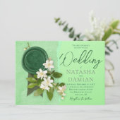 Witte Jasmijnen bruiloft uitnodiging (Staand voorkant)