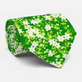 Witte jasmine uit groene bladeren stropdas (Opgerold)