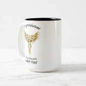 Witte Jassen Ceremonie Gouden Medisch  Tweekleurige Koffiemok (Voorkant links)