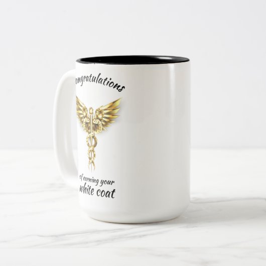 Witte Jassen Ceremonie Gouden Medisch  Tweekleurige Koffiemok (Voorkant links)
