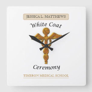 Witte Jassen Ceremonie Gouden Medisch, Vierkant Ca Vierkante Klok