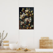 Witte Jojoba Bloem Kunstprint Poster  (Keuken)