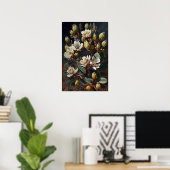 Witte Jojoba Bloem Kunstprint Poster  (Thuiskantoor)