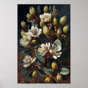 Witte Jojoba Bloem Kunstprint Poster