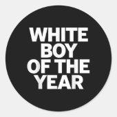 Witte jongen van het jaar ronde sticker (Voorkant)