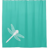 Witte Juffersilhouet Op Turquoise Douchegordijn (Voorkant)