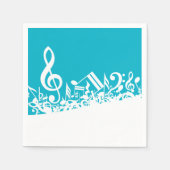 Witte Jumbled Musical Notes op Turquoise Servetten (Voorkant)