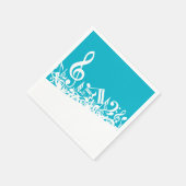 Witte Jumbled Musical Notes op Turquoise Servetten (Hoek)