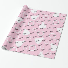 Witte jurk en sieraden patroon op roze cadeaupapier