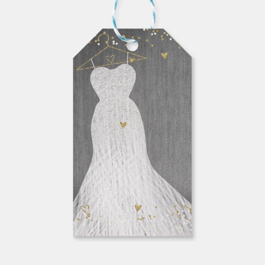 Witte Jurk Gouden Hanger Vrijgezellenfeest Party F Cadeaulabel (Achterkant)