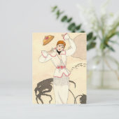 Witte jurk met rozenriem van George Barbier Briefkaart (Staand voorkant)