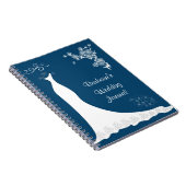 Witte jurk op een blauwe bruiloft-bord notitieboek (Rechterzijde)