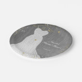 Witte Jurk op Gold Hanger Vrijgezellenfeest Party Papieren Bordje (Gekanteld)