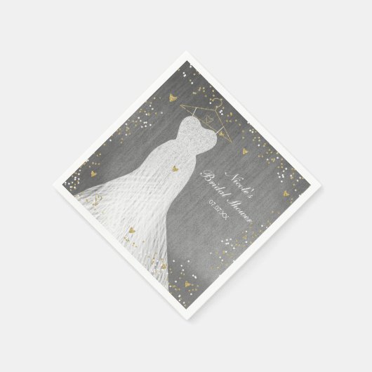 Witte jurk op Gold Hanger Vrijgezellenfeest Servetten (Hoek)