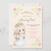 Witte Jurk Prinses Bloemenperzik Verjaardag Kaart (Voorkant)