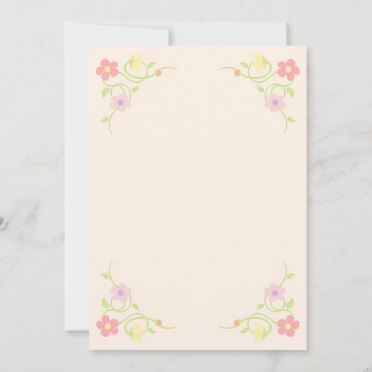 Witte Jurk Prinses Bloemenperzik Verjaardag Kaart (Achterkant)