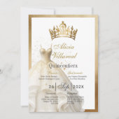 Witte jurk quinceañera kaart (Voorkant)