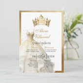 Witte jurk quinceañera kaart (Staand voorkant)