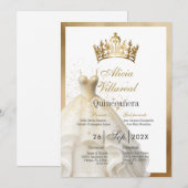 Witte jurk quinceañera kaart (Voorkant / Achterkant)