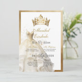 Witte jurk quinceañera kaart (Staand voorkant)